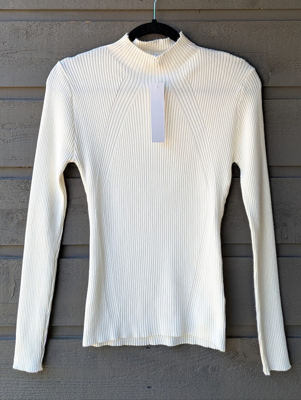 NWT The Workshop Women’s Ribbed Long-Sleeve Mock Neck Sweater Soft Ivory Large